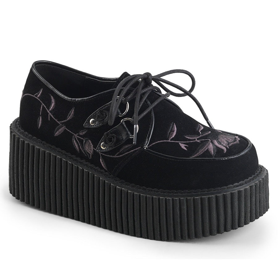 creeper_219_black_velvet_zapatos_demonia.jpg Creeper-219 Black Velvet Zapatos Demonia - Image 1