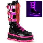 Demonia Colombia Black Patent-U V Neon Pink Slacker-156 - Image 6
