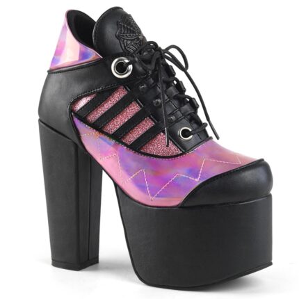 Demonia Colombia Black Vegan Leather-Pink Hologram Torment-216