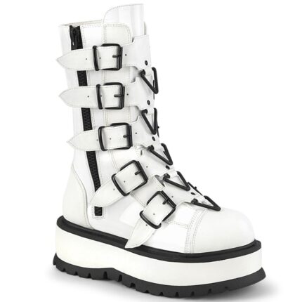 Demonia Colombia White Patent Slacker-160