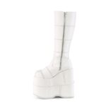 Demonia Colombia White Vegan Leather Stack-301 - Image 4