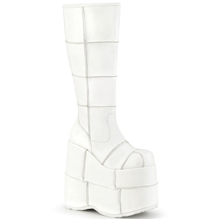 demonia_colombia_white_vegan_leather_stack_301.jpg Demonia Colombia White Vegan Leather Stack-301 - Image 1
