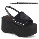 Funn-32 Zapatos Demonia Black Fishnet-Vegan Leather - Image 2