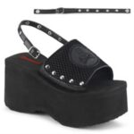 Funn-32 Zapatos Demonia Black Fishnet-Vegan Leather - Image 6