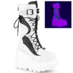 Shaker-70 Demonia Colombia White Vegan Leather-Black Fishnet - Image 6