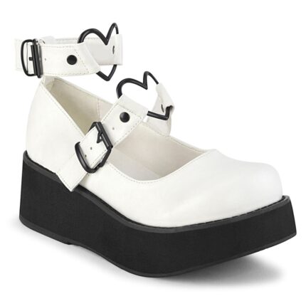 Sprite-02 White Vegan Leather Zapatos Demonia