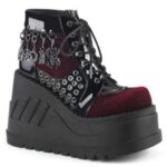 Stomp-18 Black Burgundy Velvet Demonia Colombia - Image 6