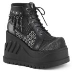 Stomp-18 Demonia Colombia Black Vegan Leather-Gray Velvet - Image 2