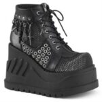 Stomp-18 Demonia Colombia Black Vegan Leather-Gray Velvet - Image 6