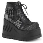 Stomp-18 Demonia Colombia Black Vegan Leather-Gray Velvet - Image 7