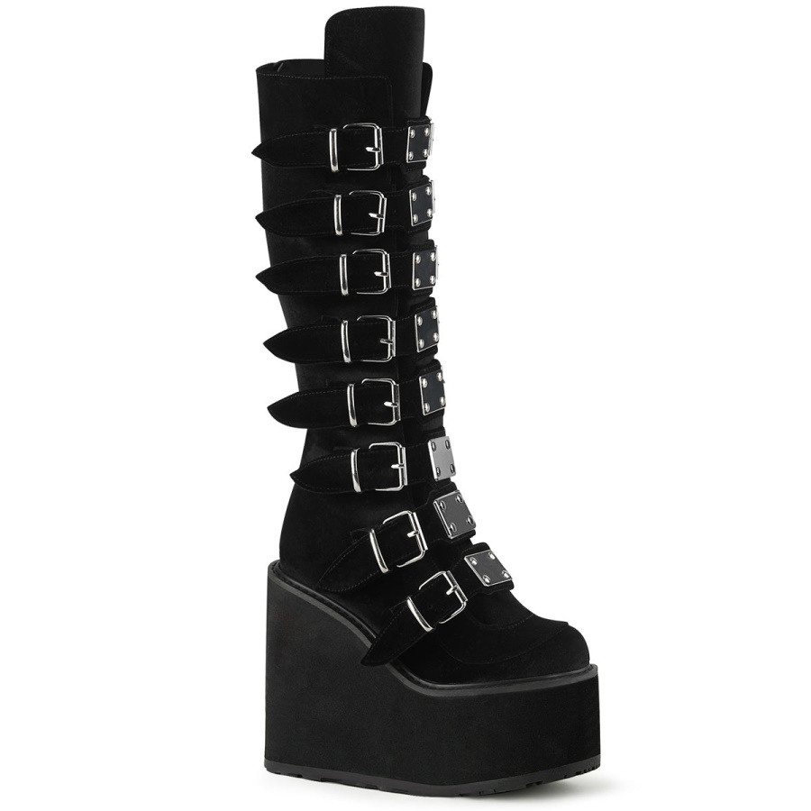 swing_815_black_velvet_zapatos_demonia.jpg Swing-815 Black Velvet Zapatos Demonia - Image 1