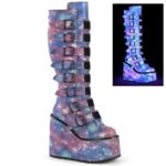 Swing-815 Blue Reflective Vegan Leather Zapatos Demonia - Image 2