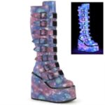 Swing-815 Blue Reflective Vegan Leather Zapatos Demonia - Image 3