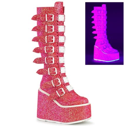Swing-815Uv Pink Glitter Zapatos Demonia