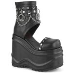 Wave-22 Black Vegan Leather Zapatos Demonia - Image 2