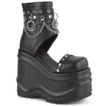Wave-22 Black Vegan Leather Zapatos Demonia