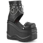 Wave-22 Black Vegan Leather Zapatos Demonia - Image 6
