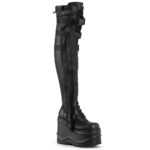 Wave-315 Black Stretch Vegan Leather Zapatos Demonia - Image 2
