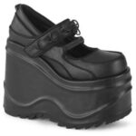 Wave-48 Black Vegan Leather Zapatos Demonia - Image 6
