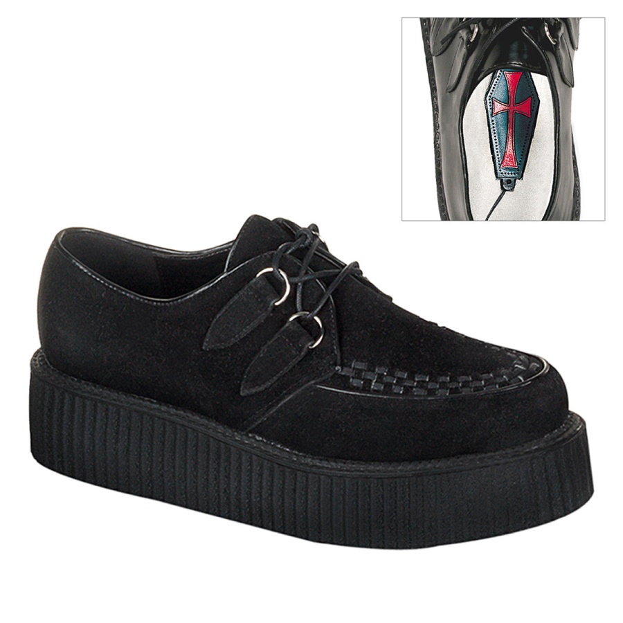 zapatos_demonia_black_suede_creeper_402s.jpg Zapatos Demonia Black Suede Creeper-402S - Image 1