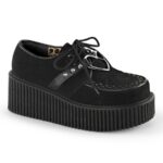 Zapatos Demonia Black Vegan Suede-Vegan Leather Creeper-206 - Image 2