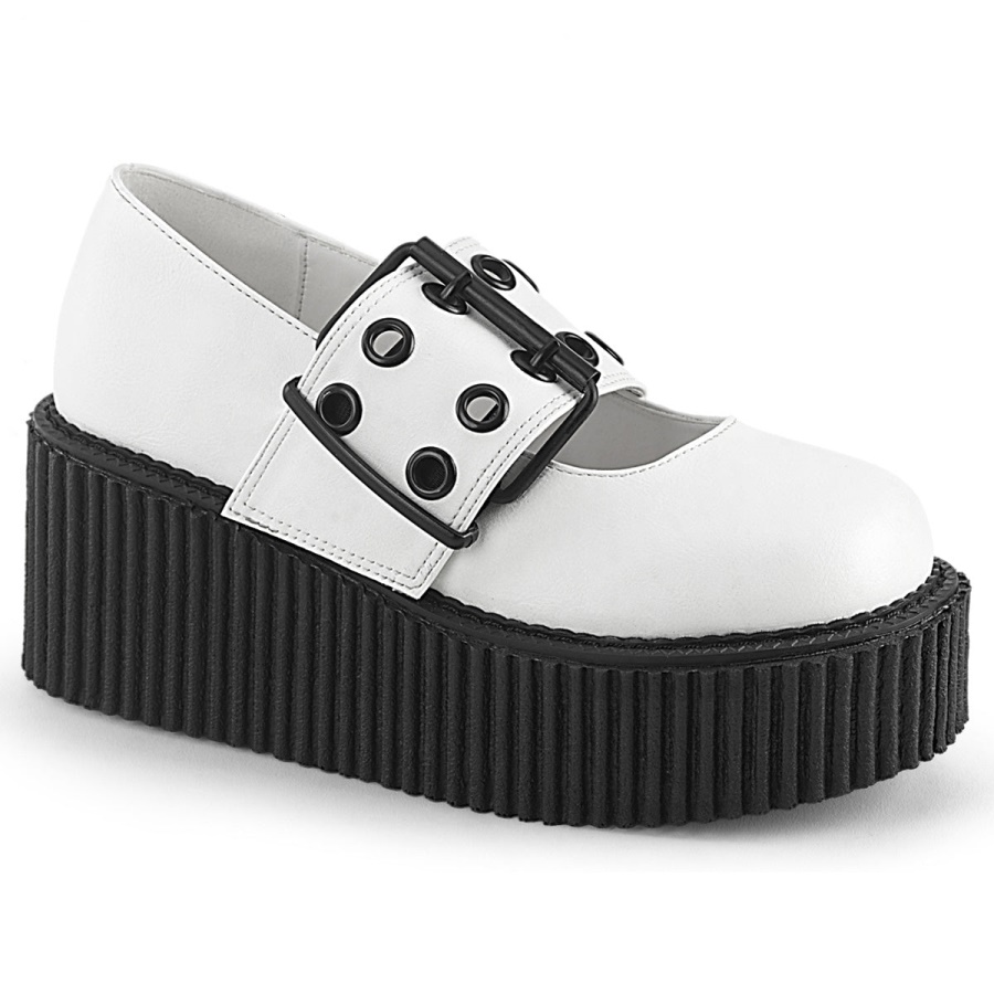 zapatos_demonia_white_vegan_leather_creeper_230.jpg Zapatos Demonia White Vegan Leather Creeper-230 - Image 1